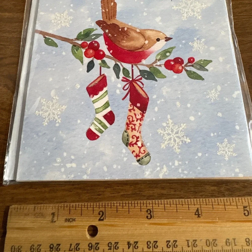 2‎ Treasures Pop Up Christmas Cards Bird with Stockings Snowman Holiday Tree